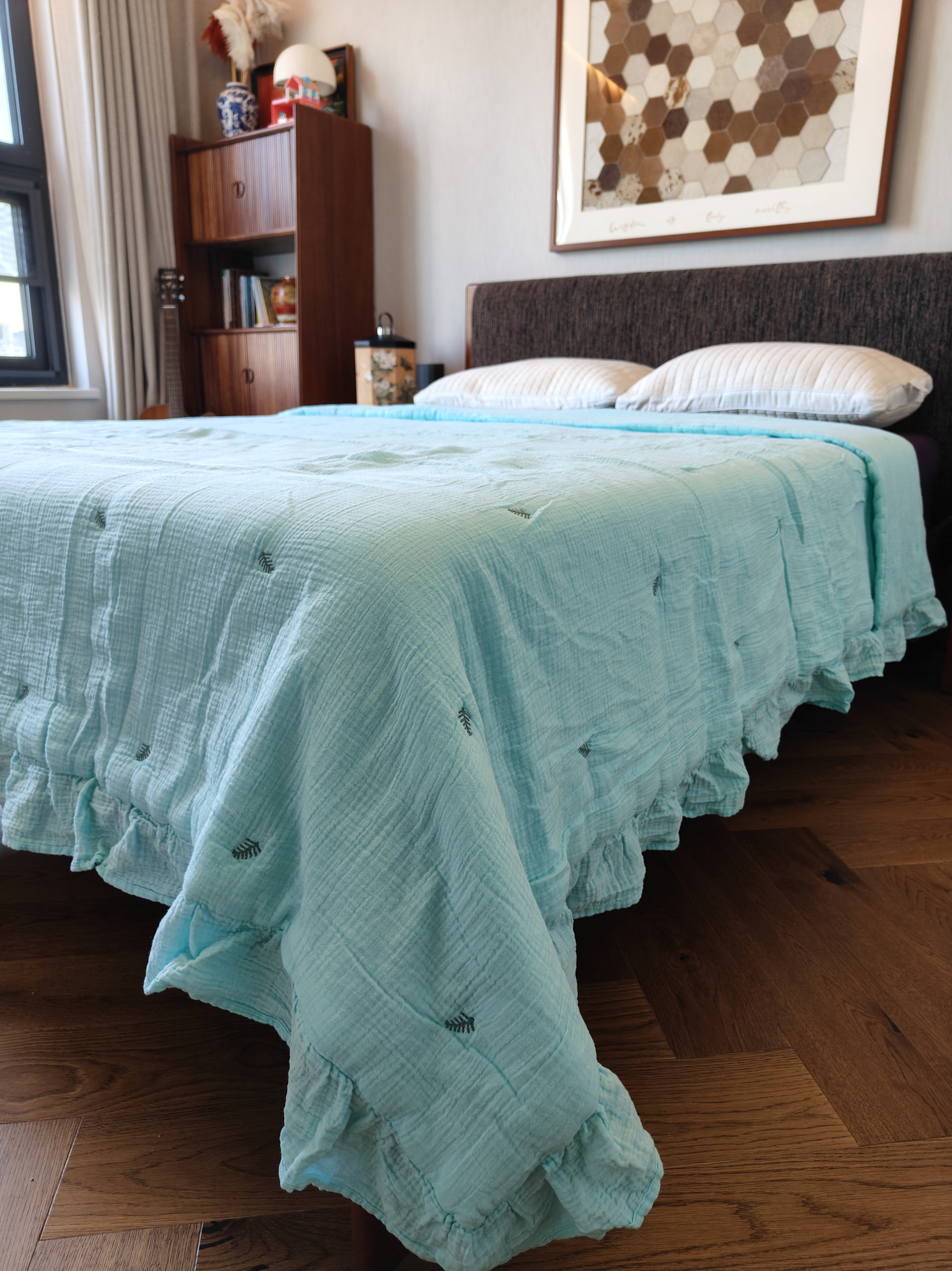 外贸全棉水洗双层纱布绉布纯素色刺绣夏凉被空调被全棉单人双人被,床上用品,化纤被,淘宝优惠券,粉丝福利购,淘宝优惠卷