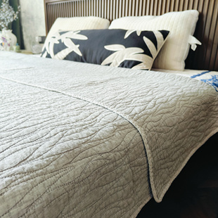 出口欧美纯棉酵素水洗绗缝夏凉被全棉纯色素色床盖夹棉毯子盖毯