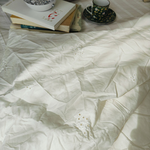 外贸出口精梳纯棉镂空刺绣双人被套全棉纯色被罩单品柔软亲肤清新