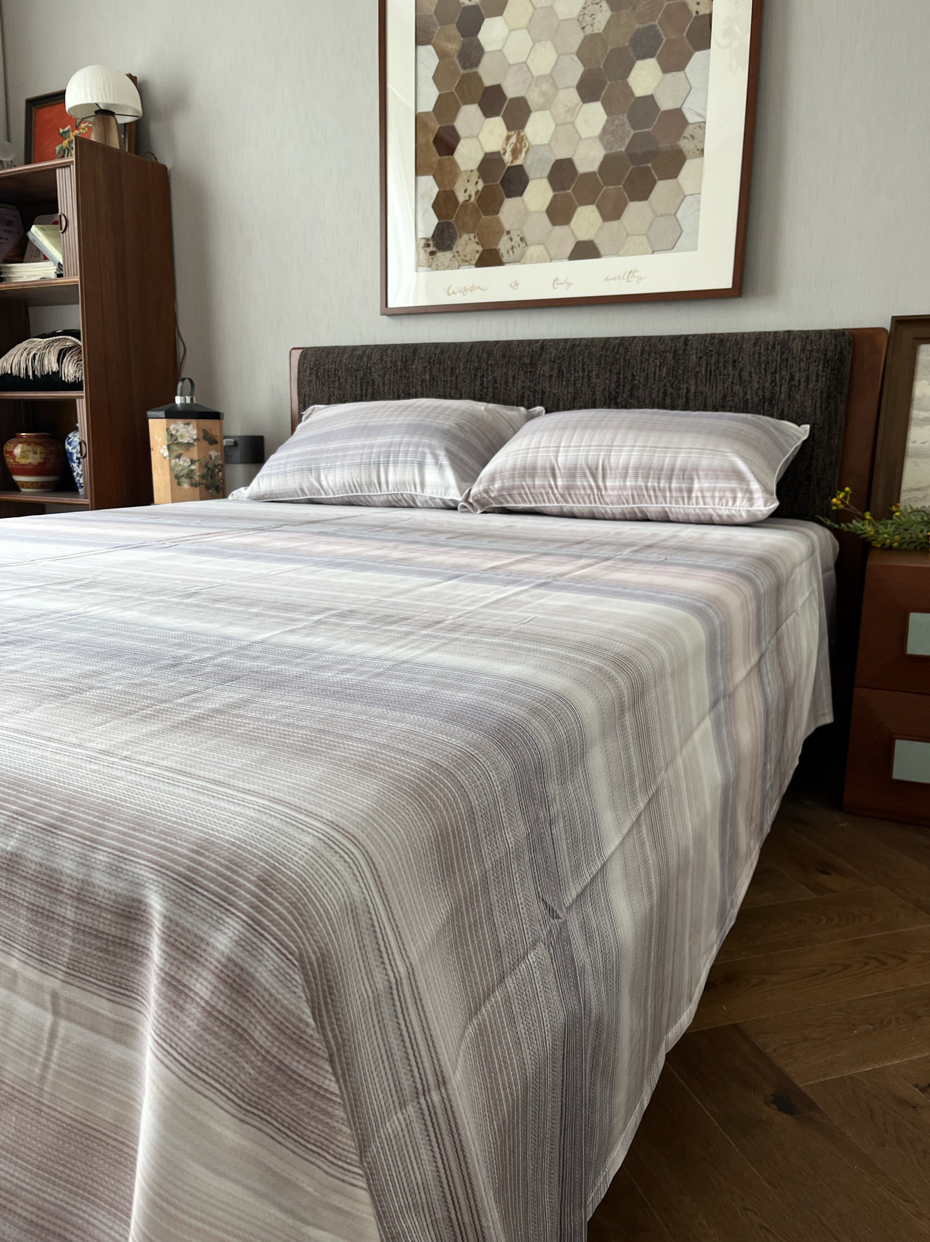 出口欧美纯棉贡缎双人床单枕套单品全棉柔滑可配三件套简约条纹