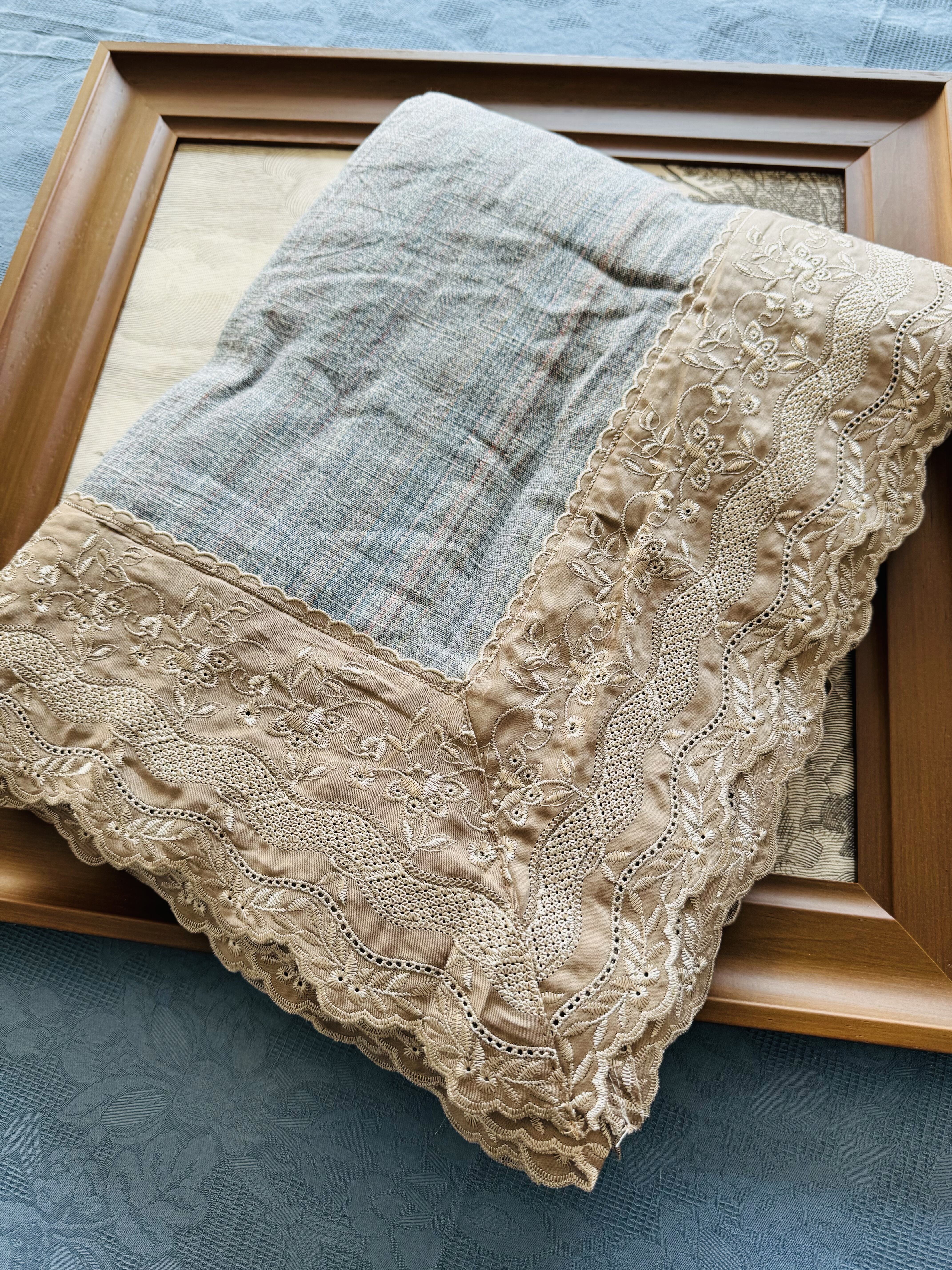 外贸出口加厚亚麻色织双人床单欧美大花边床品单件厚实防滑吸汗