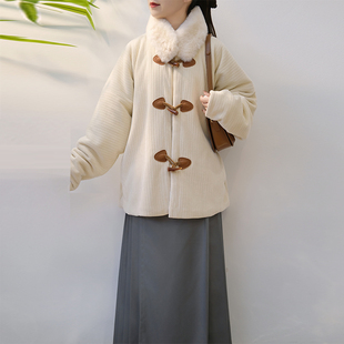 加绒马面裙日常通勤款 汉服女明制圆领袄弓袋袖 森屿 七婉居原创
