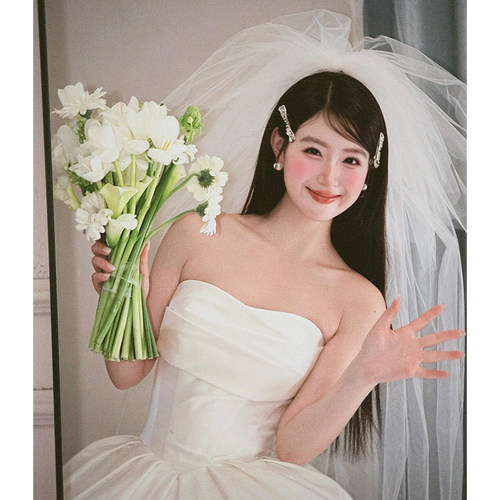 头纱新娘主婚纱长款简约素纱