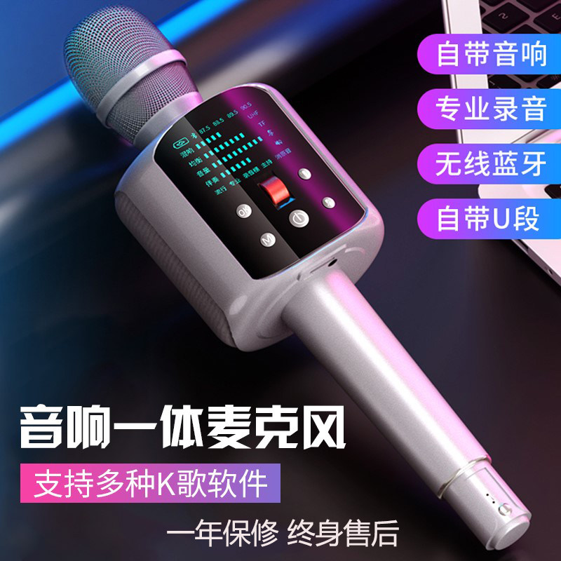 权盟R2炫声麦音响一体机话筒无线蓝牙内置声卡唱歌录音直播麦克风