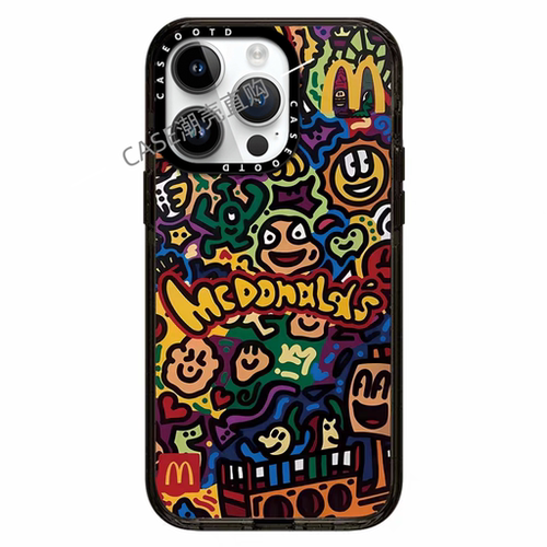 M记 Mr Doodl超萌三小福适用于苹果16promax手机壳iPhone16/15/14/Pro/Max手机壳涂鸦印花13防摔保护套