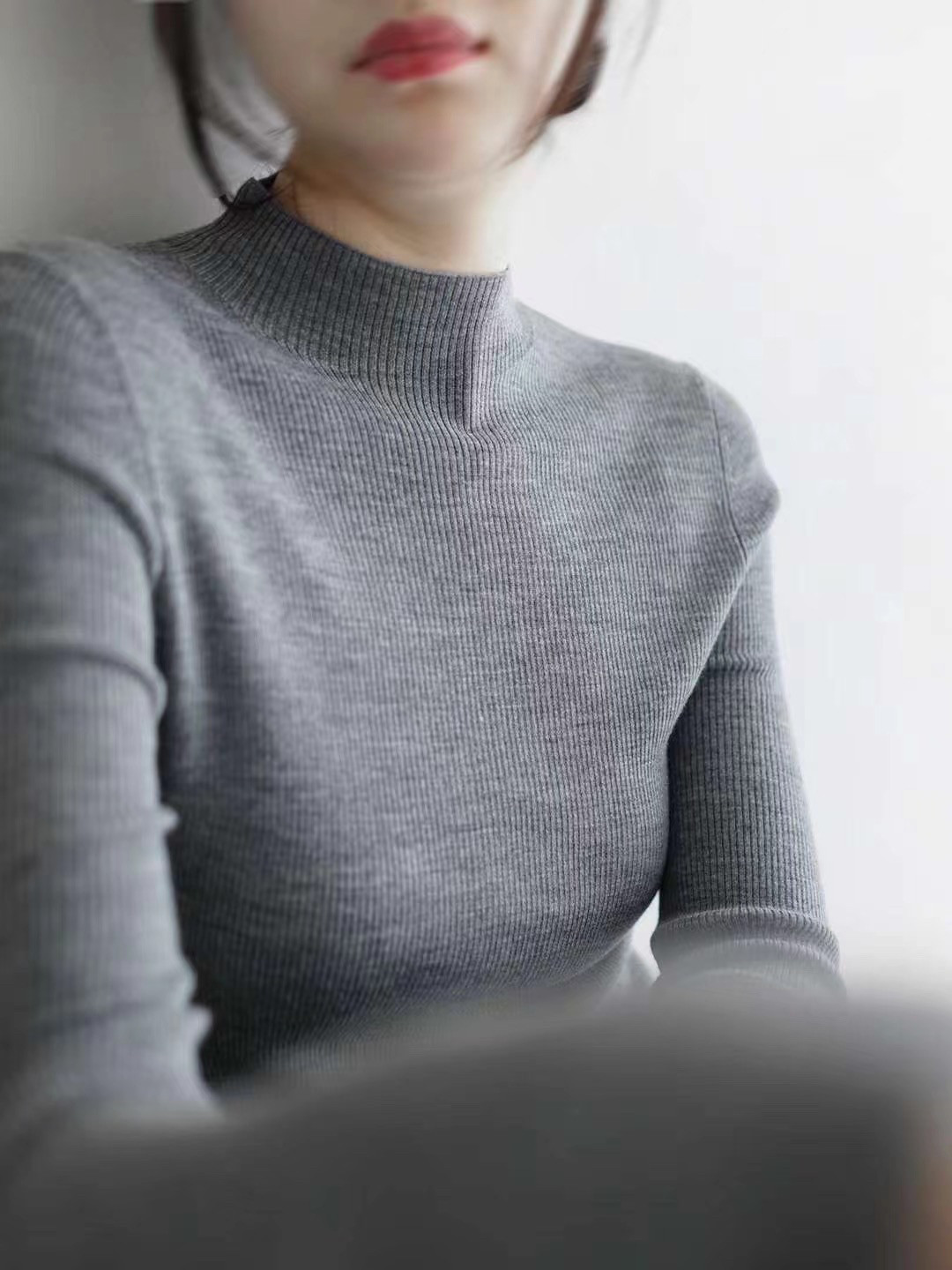 半高领100%美丽诺羊毛衫女士修身显瘦针织打底衫内搭毛衣秋冬上衣