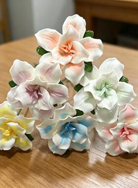 手工陶瓷百合仿真花摆件