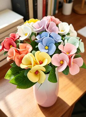 陶瓷手工仿真小野花插花瓶摆件