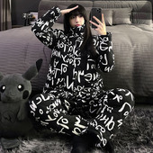 5XL特大胖妹妹三层加厚针织夹棉睡衣女冬加肥加大码 200斤保暖套装