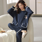 加肥加大码 5XL胖妹妹特大码 纯棉睡衣女秋冬胖mm长袖 200斤超大宽松