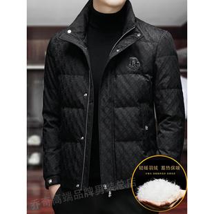 欧货高端奢品男士羽绒服短款2025冬季保暖加厚外套冬款男装白鸭绒