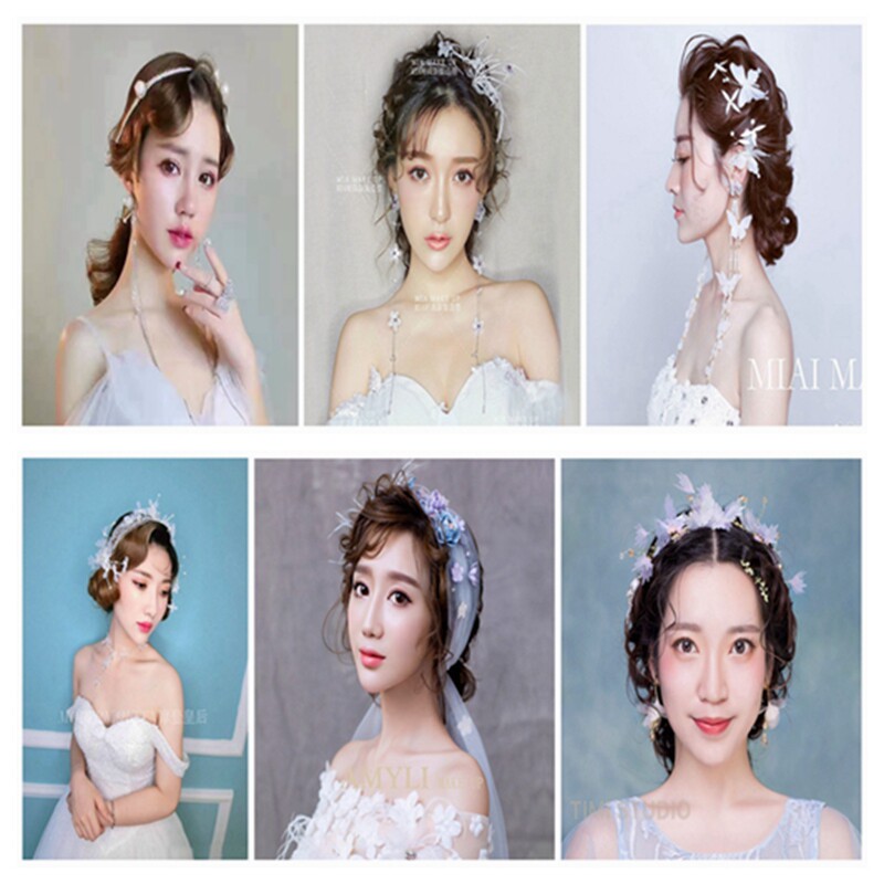 韩式新娘花朵发带皇冠婚纱礼服配饰彩色花朵头饰头纱可爱新娘饰品