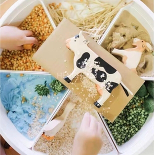 儿童感官盆蒙氏感官游戏六格分格沙盘方盘木盘蒙特梭利早教托盘玩