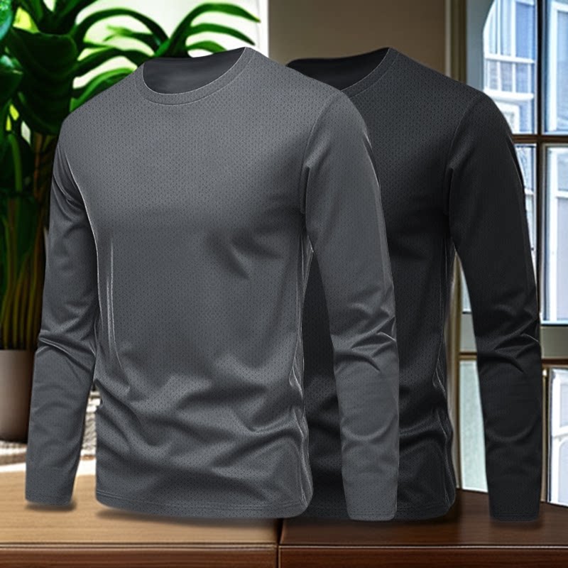 冰丝长袖t恤男夏季薄款网眼透气防晒速干衣工地户外打底衫空调衣