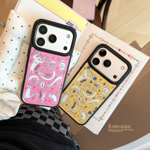 日韩潮酷创意抽象猫咪适用于苹果16promax手机壳iphone15新款17promax个性14情侣保护套16全包防摔13硅胶硬壳