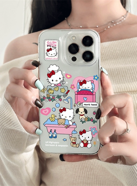 原创小众韩系可爱卡通凯蒂猫16promax手机壳新款适用iPhone15pro全包保护套14防摔13透明16pro不会撞壳15女款
