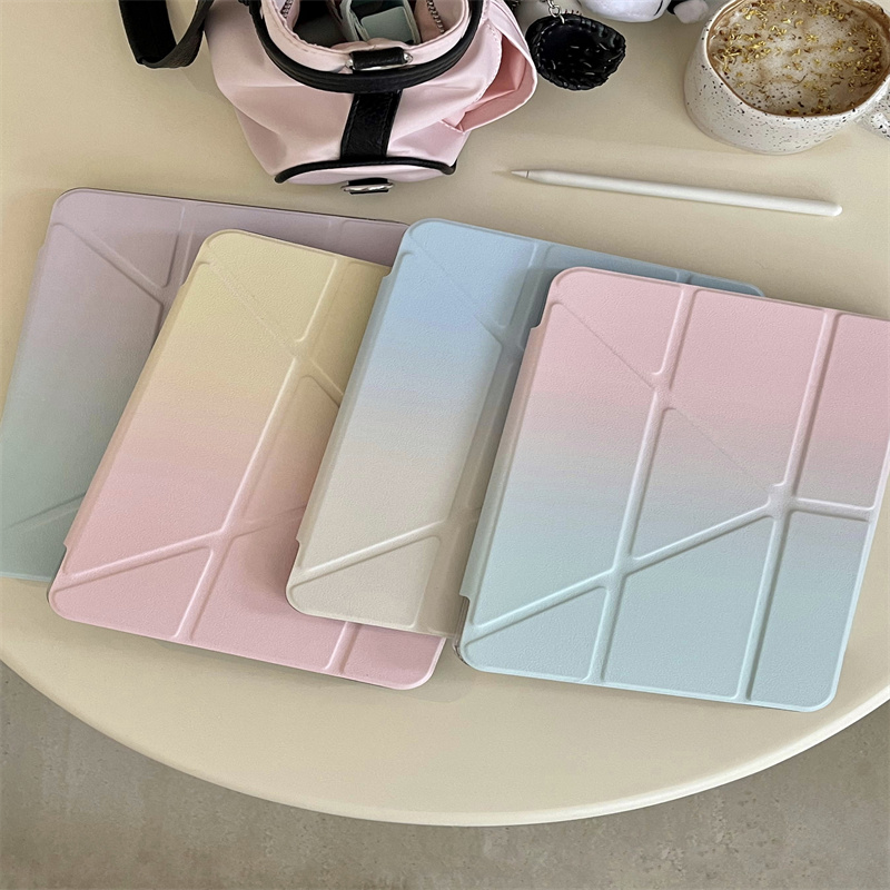简约小众ins风渐变色2024新款iPadAir6保护壳pro2024适用于苹果平板mini6保护套9代10.2无笔槽11寸磁吸Y+3折