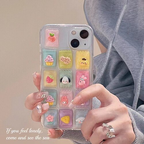 日韩卡通可爱立体三丽鸥糖果适用iPhone16手机壳新款15promax苹果14透明13全包12女款16pro保护套15不会撞款