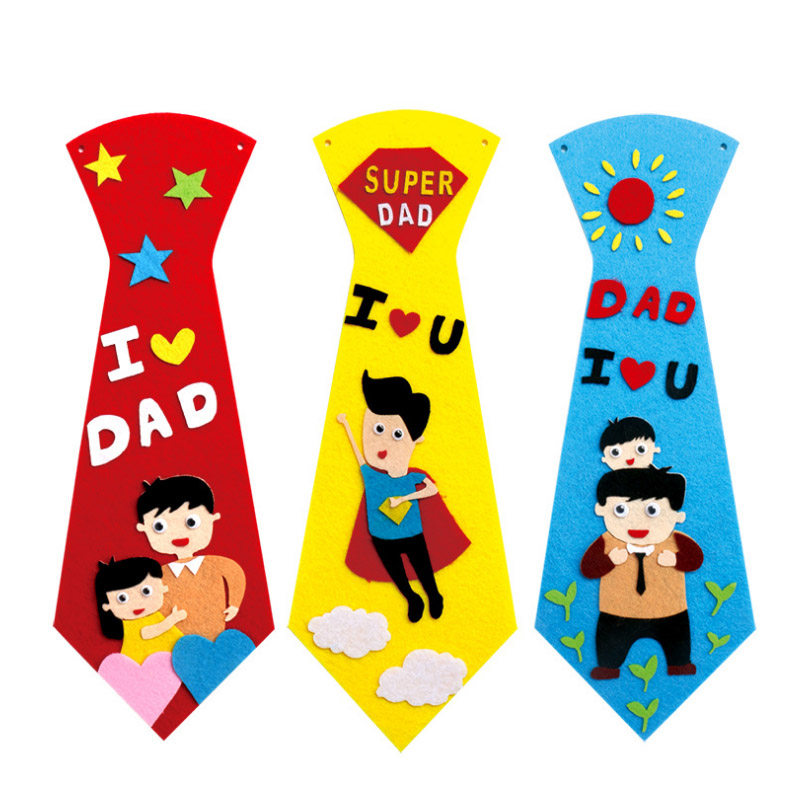1 부직포 넥타이 유치원 크리 에이 티브 노컷 수제 재료 패키지 DIY 생산 붙여 넣기 그림 아버지의 날 선물