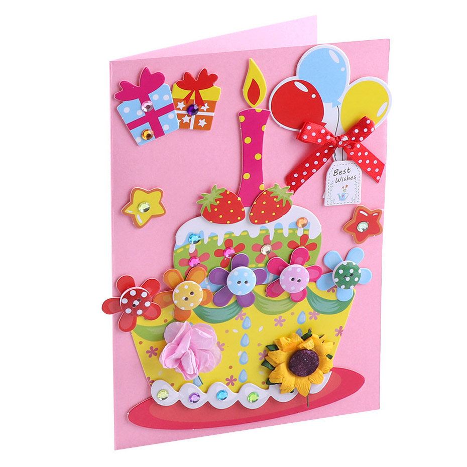 1 어머니의 날 아버지의 날 수제 인사말 카드 DIY 입체 인사말 카드 어린이 창작 재료 패키지 생일 교사 선물