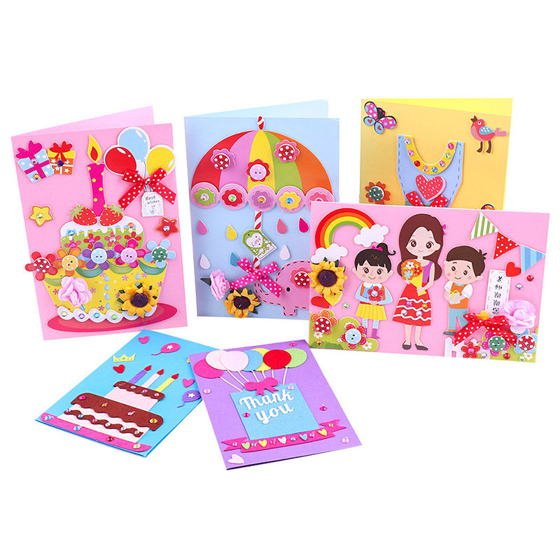 1 어머니의 날 아버지의 날 수제 인사말 카드 DIY 입체 인사말 카드 어린이 창작 재료 패키지 생일 교사 선물