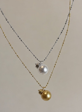 astudio纯银珍珠葫芦闪光毛衣链