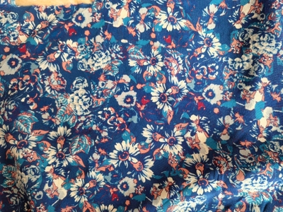 江南忆真丝 蓝色碎花100%桑蚕丝双绉高档服装旗袍垂感面料18姆米