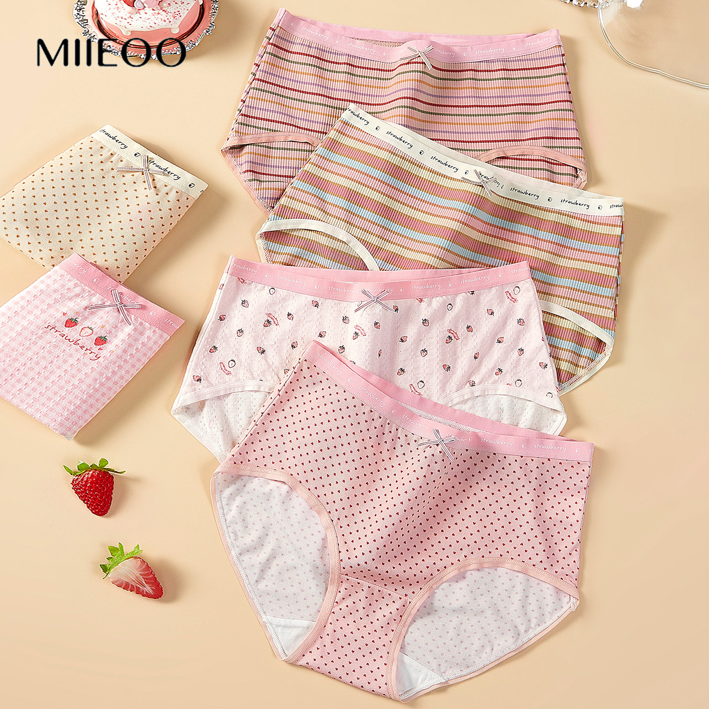 秘语内裤女2026新款透气薄款包臀抗菌裆中腰爱心条纹少女生三角裤,女士内衣/男士内衣/家居服,女三角裤,淘宝优惠券,粉丝福利购,淘宝优惠卷