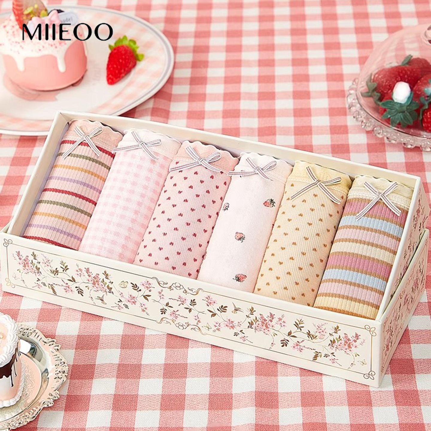 秘语内裤女中高腰无痕蕾丝边平角裤薄款抗菌2025新款甜美少女短裤