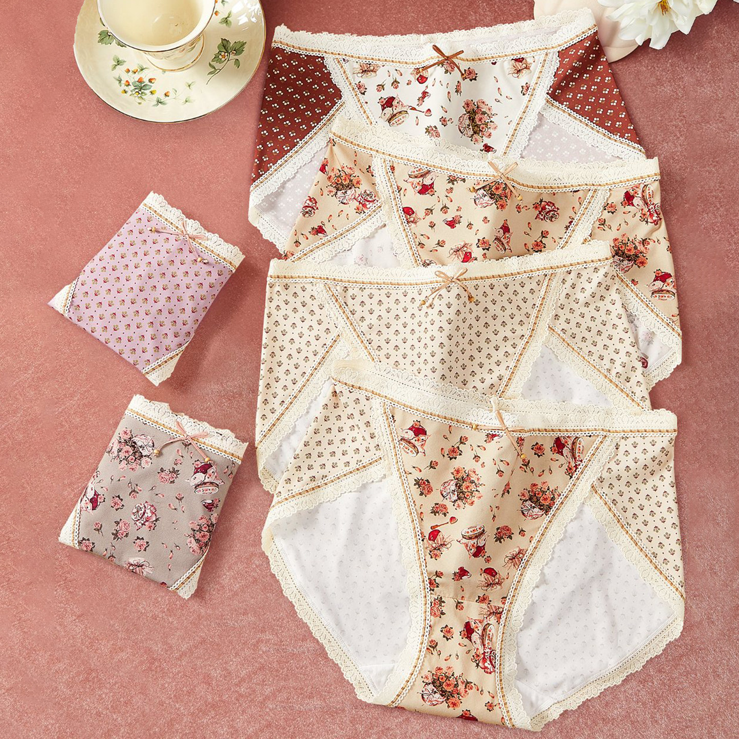 秘语内裤女2026新款抗菌无痕包臀蕾丝边中腰印花性感高开叉三角裤,女士内衣/男士内衣/家居服,女三角裤,淘宝优惠券,粉丝福利购,淘宝优惠卷
