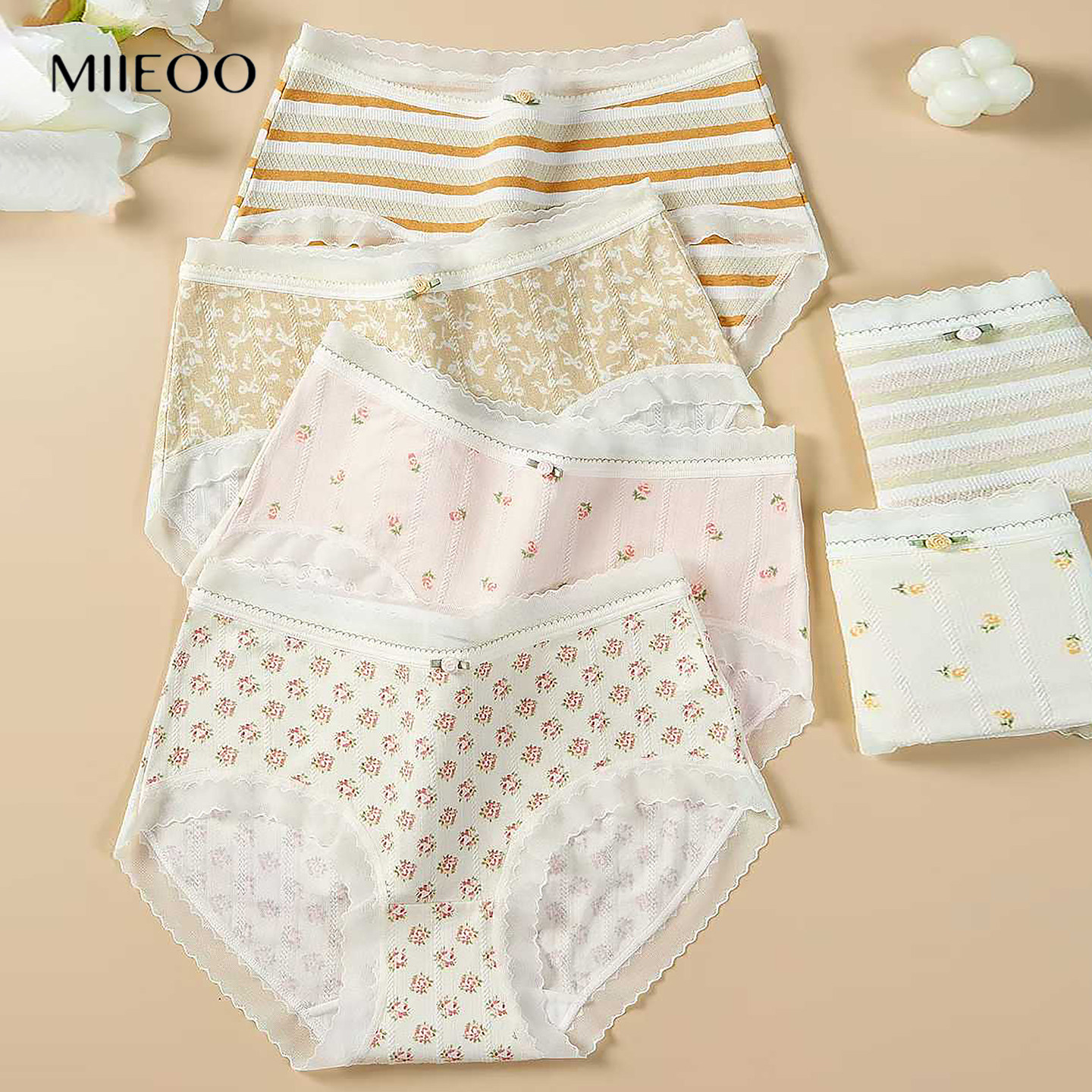 秘语内裤女2026新款抗菌薄款无痕包臀蕾丝边中腰印花女生平角短裤,女士内衣/男士内衣/家居服,平角裤,淘宝优惠券,粉丝福利购,淘宝优惠卷