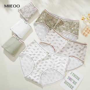 秘语内裤 女士中腰无痕新款 抗菌裆轻薄透气甜美印花少女生平角短裤