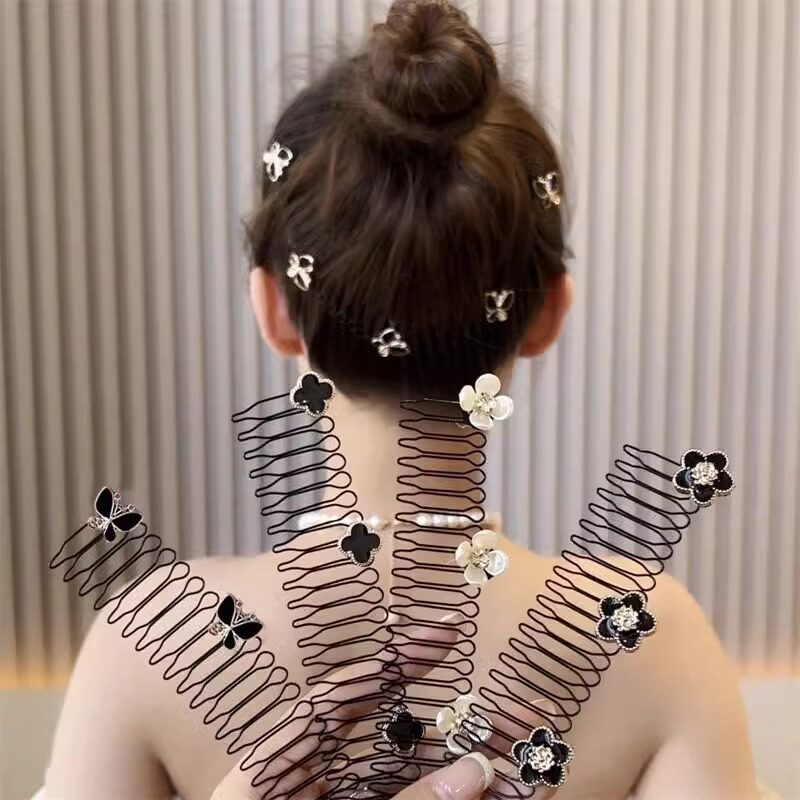 山茶花碎发整理发夹后脑勺成人拉拉发梳发箍女款儿童发卡插梳头饰