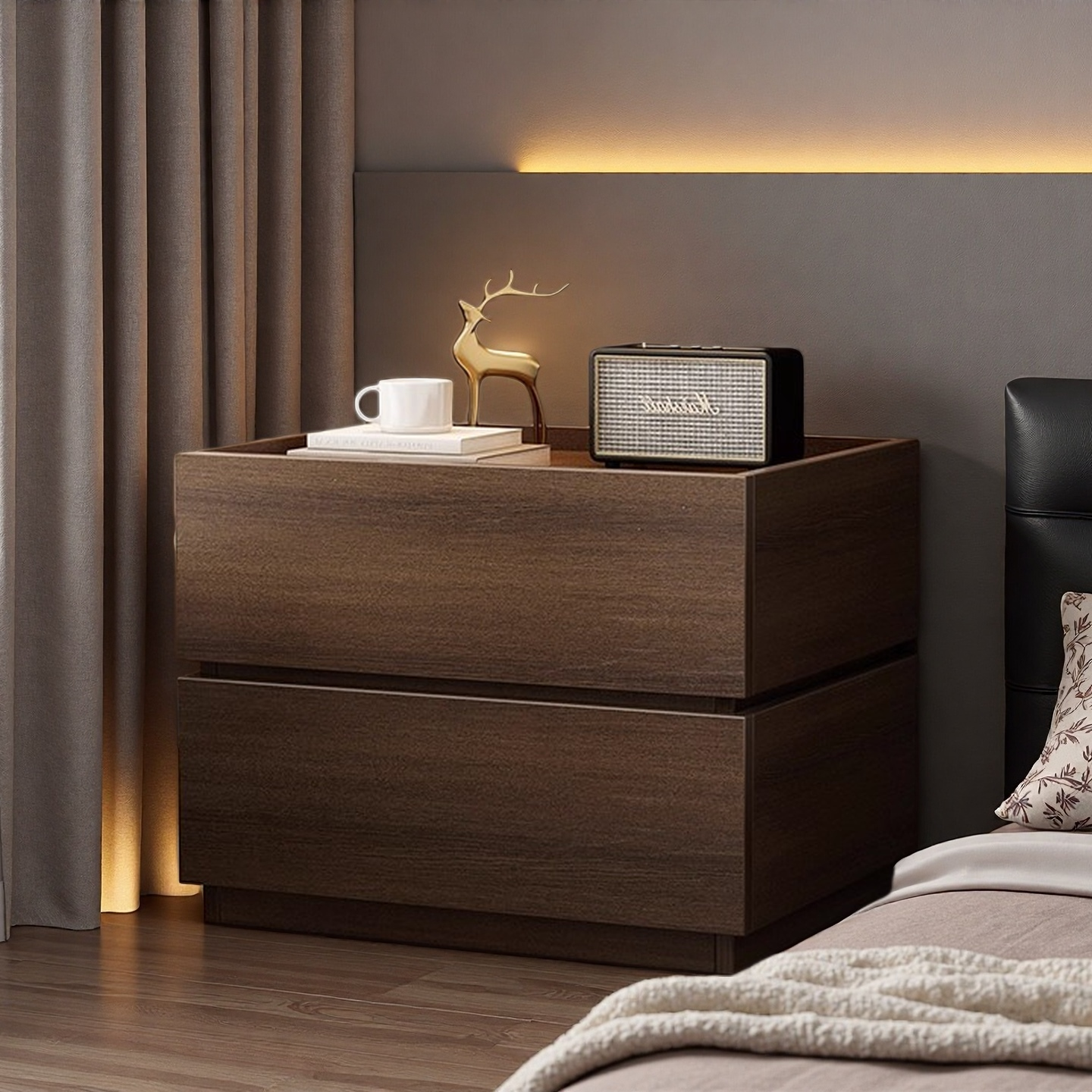 床头柜简约现代家用卧室矮柜中古风创意DIY组合收纳柜小型储物柜