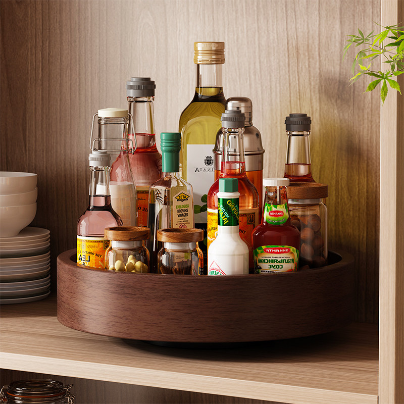 实木可旋转调料置物架调味品厨房油盐酱醋圆形多功能整理收纳盒子,厨房/烹饪用具,厨房置物架/置物柜/角架,淘宝优惠券,粉丝福利购,淘宝优惠卷