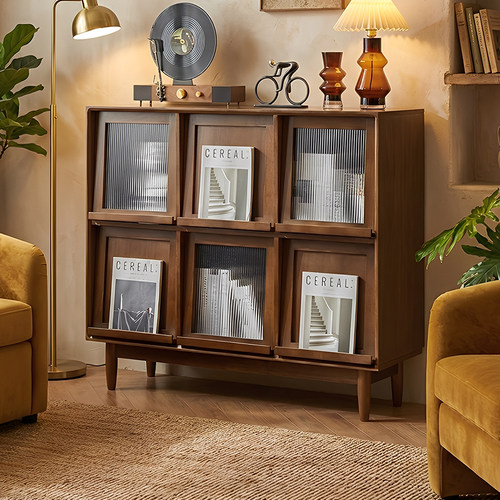 实木斗柜家用中古风床尾柜矮柜