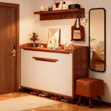 鞋柜家用门口2025新款爆款高档实木角玄关收纳柜一体靠墙入户鞋架