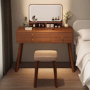 新中式梳妆台卧室现代简约2024新款轻奢高级感网红书桌化妆台一体
