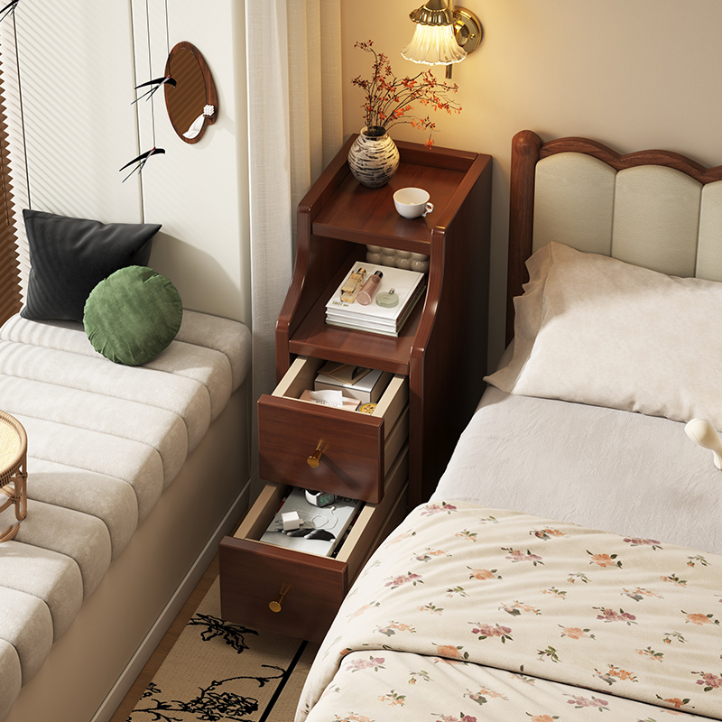 实木床头柜小型超窄置物架家用