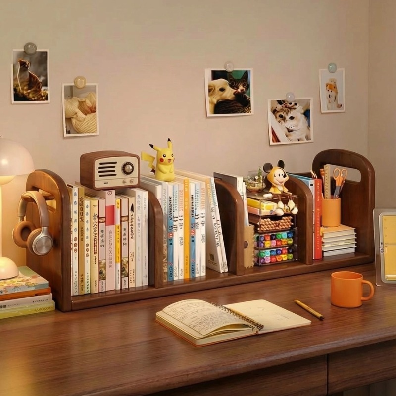 桌面书架置物架学生书桌上小书立架简易办公收纳书本架手提式书柜