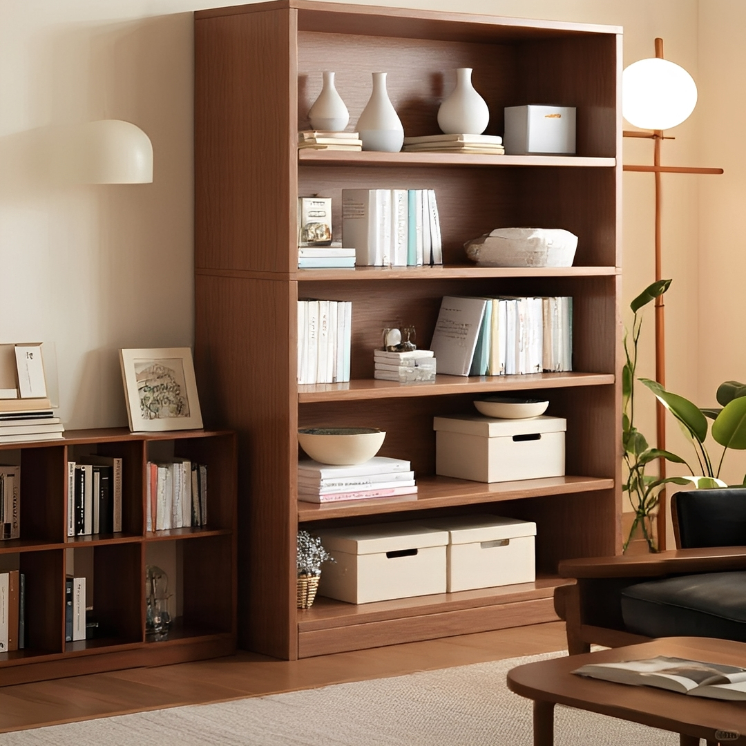 黑色书柜一体靠墙储物柜子