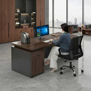 办公老板桌现代员工位桌椅组合办公室经理高端台式抽屉电脑桌书桌