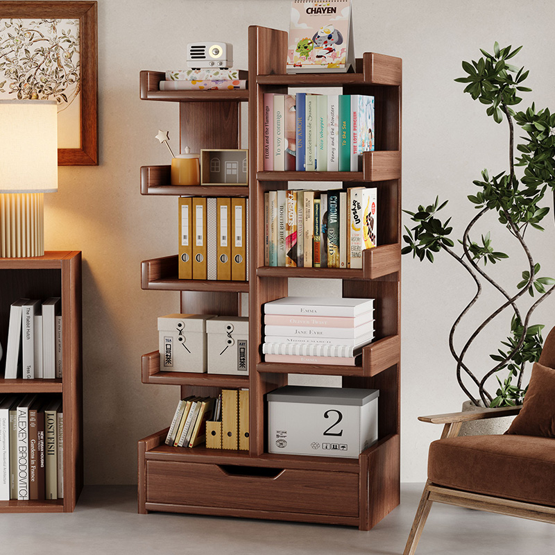 实木芯书架落地置物架靠墙书柜