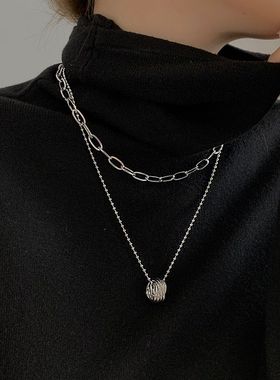 新款双层叠戴项链轻奢小众设计感