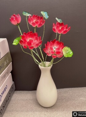 琉璃手工荷花佛供花蓝色色