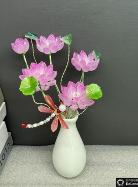 琉璃手工荷花佛供花墨色观音佛系