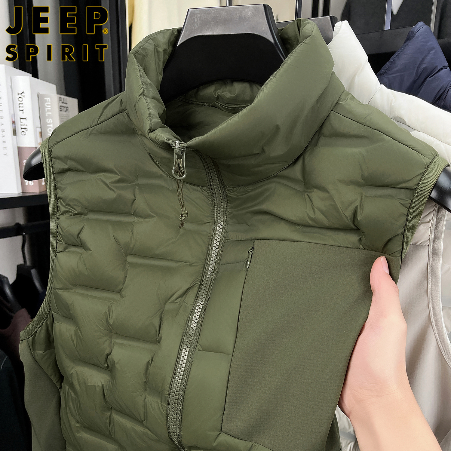 jeepspirit时尚保暖轻便羽绒马甲