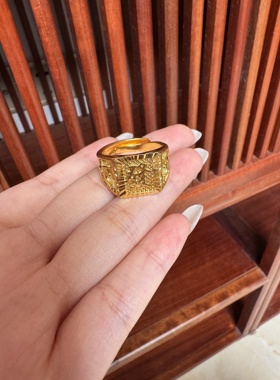 越南沙金戒指男士招财进宝福发财龙霸气时尚大气可调节指环戒子