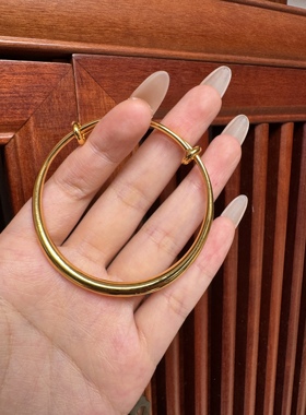 古法沙金传承手镯女素圈黄金色999越南金镯子手环不掉色结婚首饰