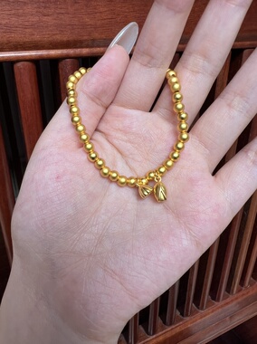 韦雪同款古法沙金烧莲蓬简约小财神称心如意盘缠手镯藏式盘缠手链